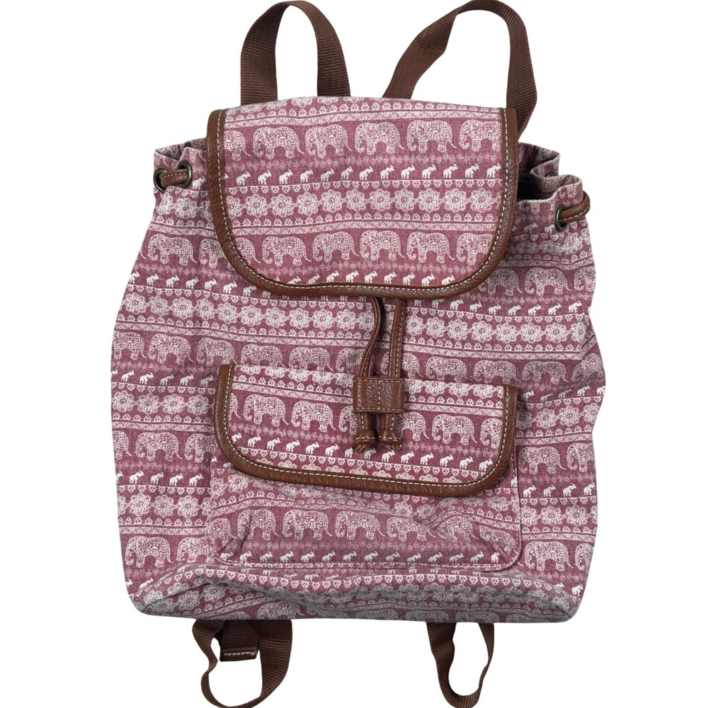 Elephant Print Backpack Purse Small/Medium Pink Boho Festival Hippie